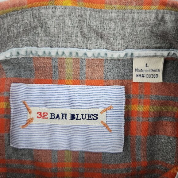 32 BAR BLUES Shirt Mens Large Multi Plaid Long Sleeve Button Up - Picture 3 of 6